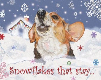 Beagle Christmas Cards Set, Holiday Dog Art, 10 Pack