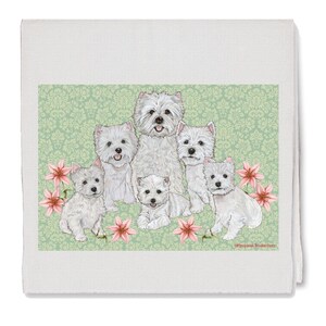 West Highland Terrier Decorative Cotton Kitchen Dish Towel, Westie Pet Gift (DT564)