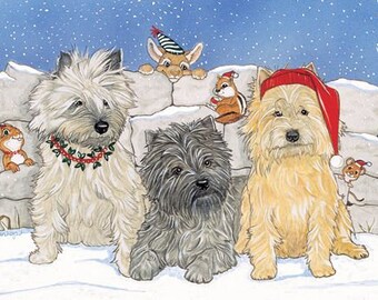 Cairn Terrier Christmas Cards Set Of 10 Cards & 10 Envelopes