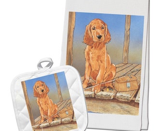 Irish Setter Kitchen Dish Towel And Pot Holder Gift Set