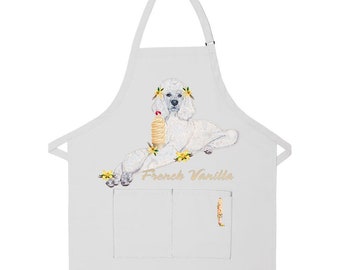 Poodle Standard White Poodle Dog French Vanilla Ice Cream Apron Two Pocket Bib Apron With Adj Neck