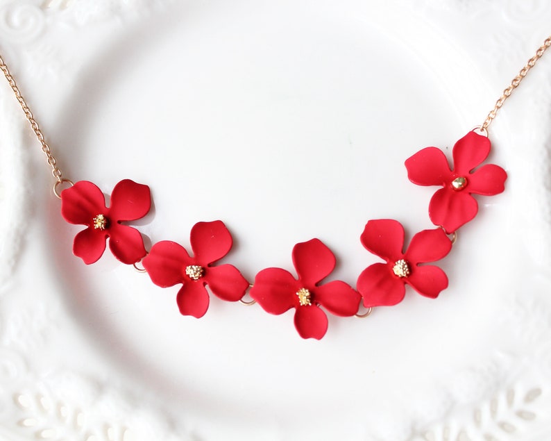 Bright Flower Necklace. Colorful Flower Necklace. Wedding - Etsy