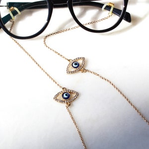 Blue eyes Rhinestone ethnic glasses,mask chain necklace. blue eyes sunglasses chain.glasses chain.boho sunglasses chain