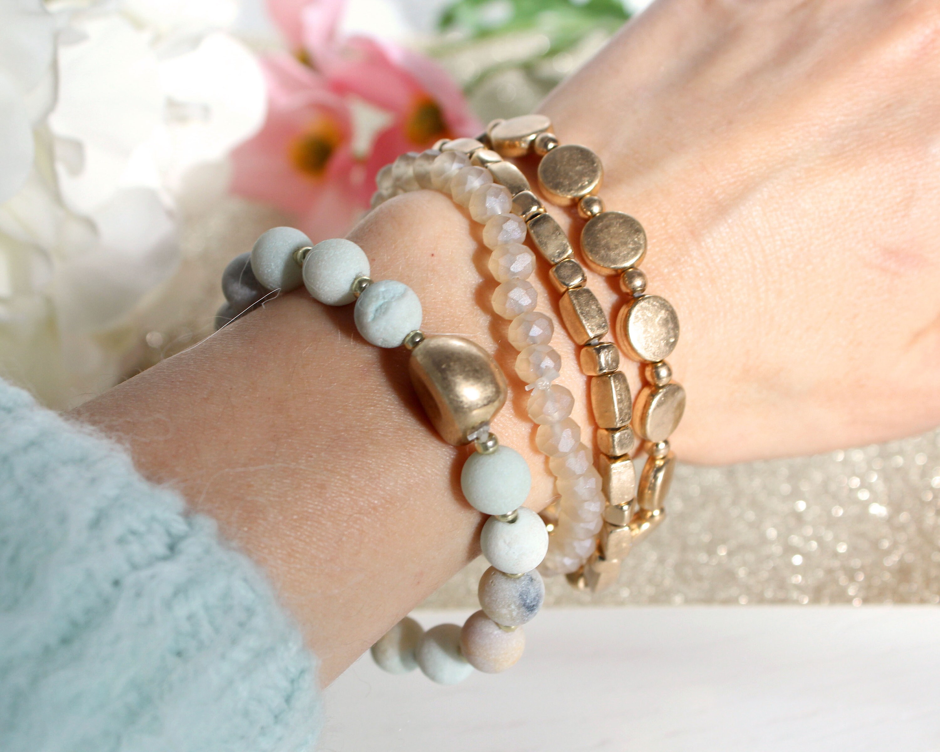 Handmade Natural Stone Beaded Triple Layer Bracelet main image 0