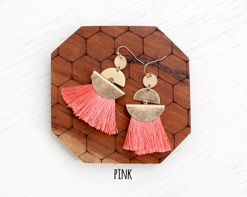 Ethnic tassel earring Boho Hippie Tassel earrings,Geometric dangle earrings,Fringe earrings,Statement earrings,Fan tassel earrings
