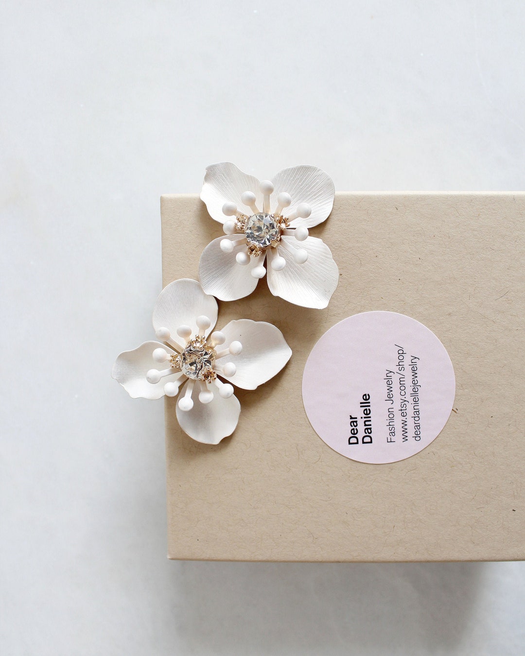 Statement White Flower Earring. Wedding Flower Earring. Oversized ...