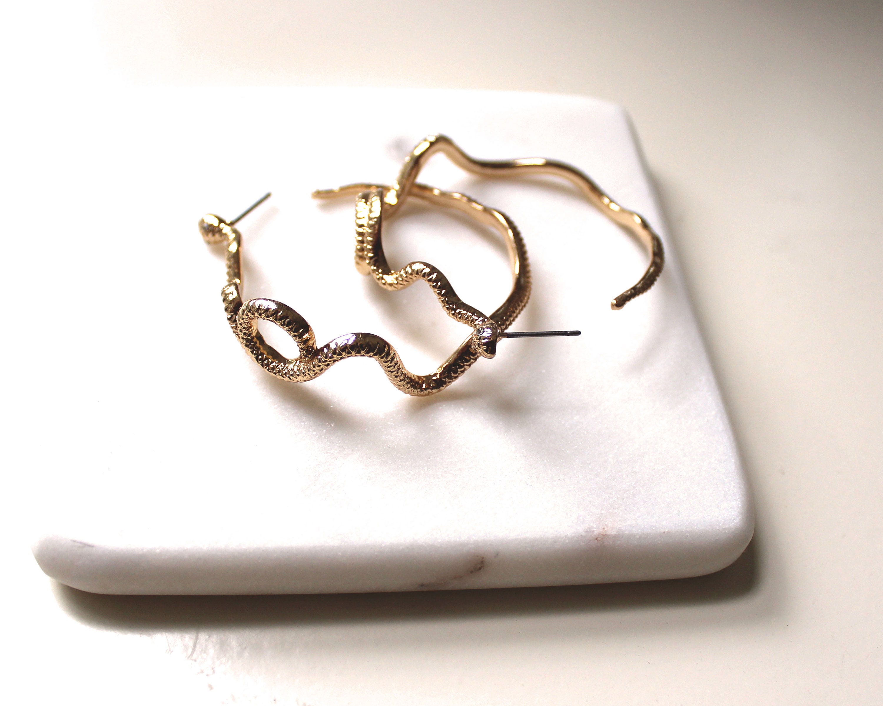 Golden Snake Hoop Earring. Cleopatra Hoops Etched Cobra Hoop Etsy