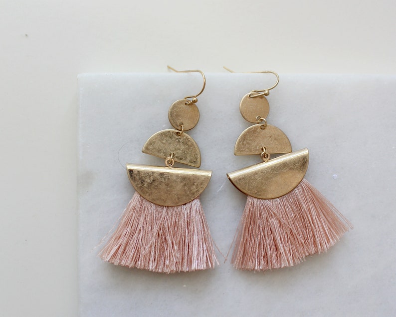 Ethnic tassel earring Boho Hippie Tassel earrings,Geometric dangle earrings,Fringe earrings,Statement earrings,Fan tassel earrings