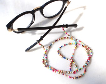 ethnic multi color beads sunglasses chain. beads mask, glasses chain. Ethnic boho mask chain.sunglasses chain.