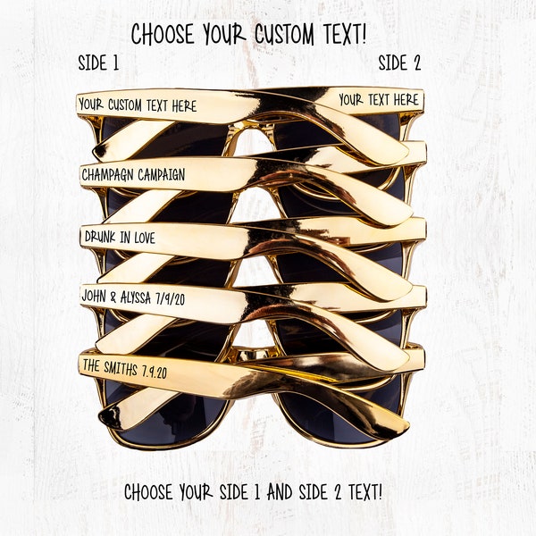 Custom Gold Bachelorette Party & Wedding Sunglasses