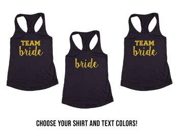 Team Bride and Bride Wedding, Bachelorette & Bridal Party Tank Tops or V-Necks