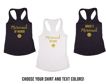 Mermaid Themed Wedding, Bachelorette & Bridal Party Tank Tops or V-Necks