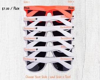 Custom Wedding or Bachelorette Party Sunglasses - Choose your text and colors!