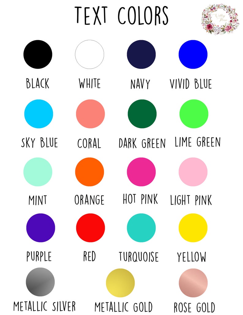 Text Color Chart