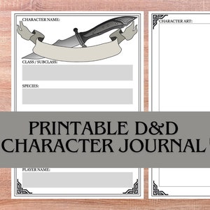 Dungeons and Dragons Character Journal A5 DnD Character Sheet Print Journal PDF Rogue Knife Themed Custom Character Tracking Notebook