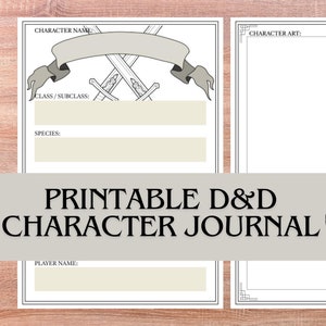 Dungeons and Dragons Printable Character Journal A5 DnD Character Sheet Journal PDF Classic Swords Themed Custom Character Tracking Notebook