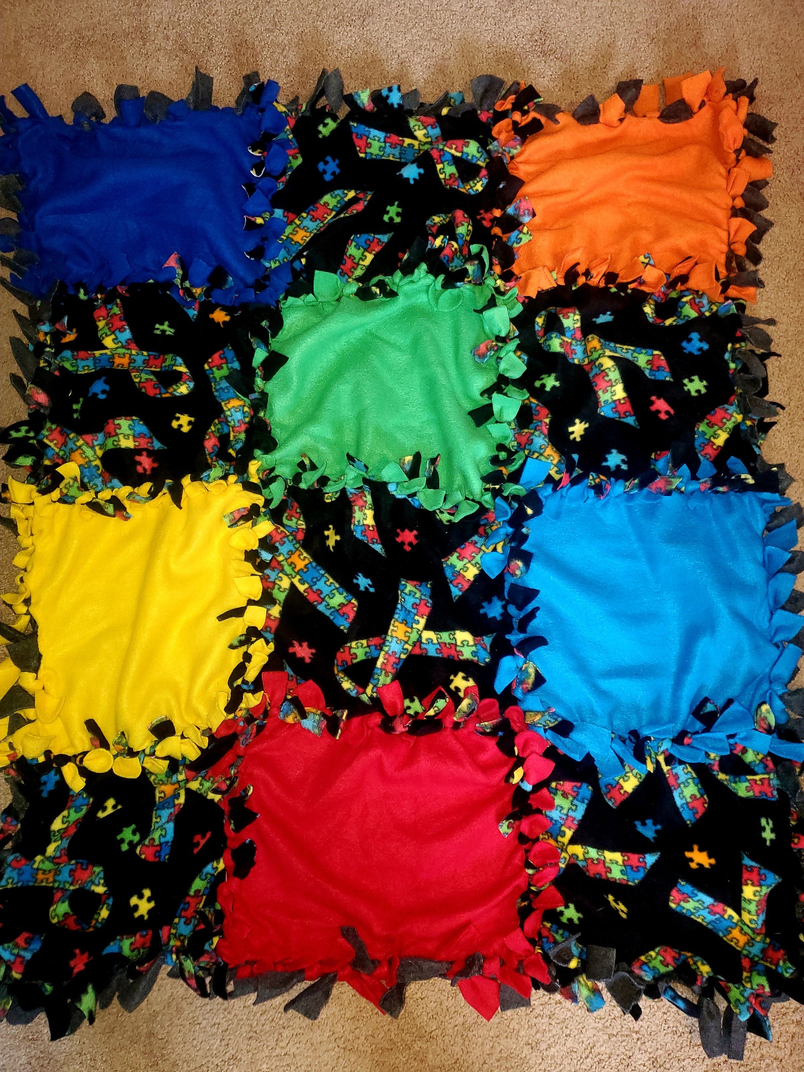 Autism Fleece Tie Patchwork Blanket Etsy