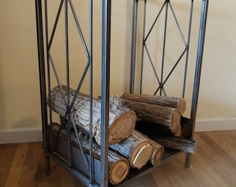 Firewood holder/ modern firewood holder/ contemporary firewood holder/ indoor firewood holder/ fireplace gift/ firewood stand/ firewood rack