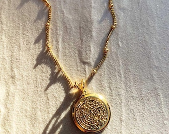 Sierlijke muntketting 18K verguld 18&quot; waterdicht | Waterdichte ketting Gouden muntketting Gouden hangerketting Gouden medaillonketting