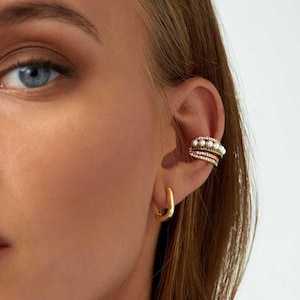Pearl Ear Cuff 18K Gold Plated |Pearl Earring, Single Earring,  Gold ear cuff, Cuff earrings, No piercing earring, Statement Earrings