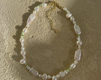 Collier de perles plaqué or 18 carats étanche 16-18" | Ras de cou de perles d'eau douce Collier de perles colorées Collier d'été Collier de plage