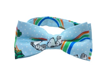 St. Patrick Snoop Green Clover Rainbow Bowtie Adult Kids Pre Tie Self Tie Bow Tie Adjustsable Neck Band Up To 19&quot;