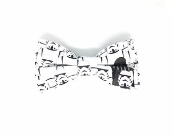 Mini Stacked Storm Trooper Bow tie  Darth Vader Mens Pre Tie Adult Kids Bow Tie Adjustable Neckband Up To 19”