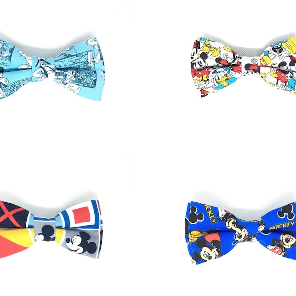 Rare Mickey Mouse Collection Pre Tie Adult Kids Bow Tie Adjustable Neck Band Up To 19”