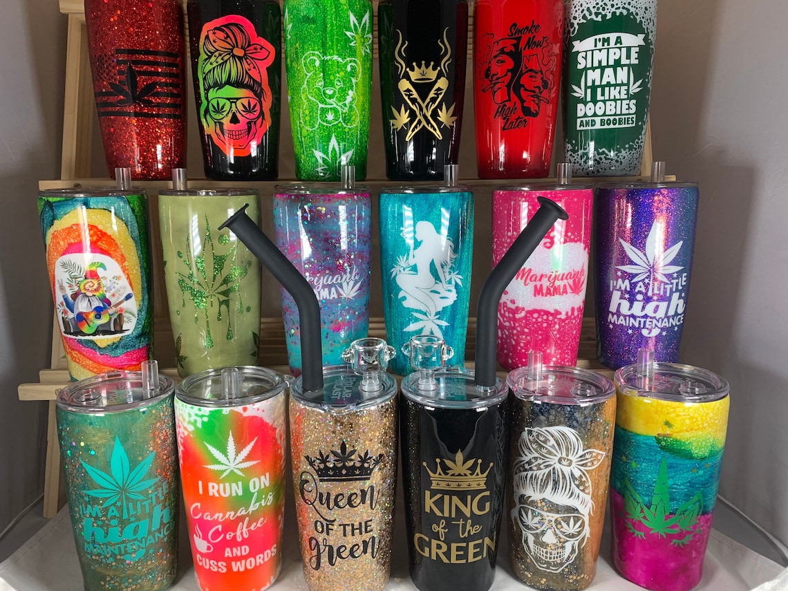 20oz CUSTOM Cannabis Themed Tumbler 5 piece set Etsy