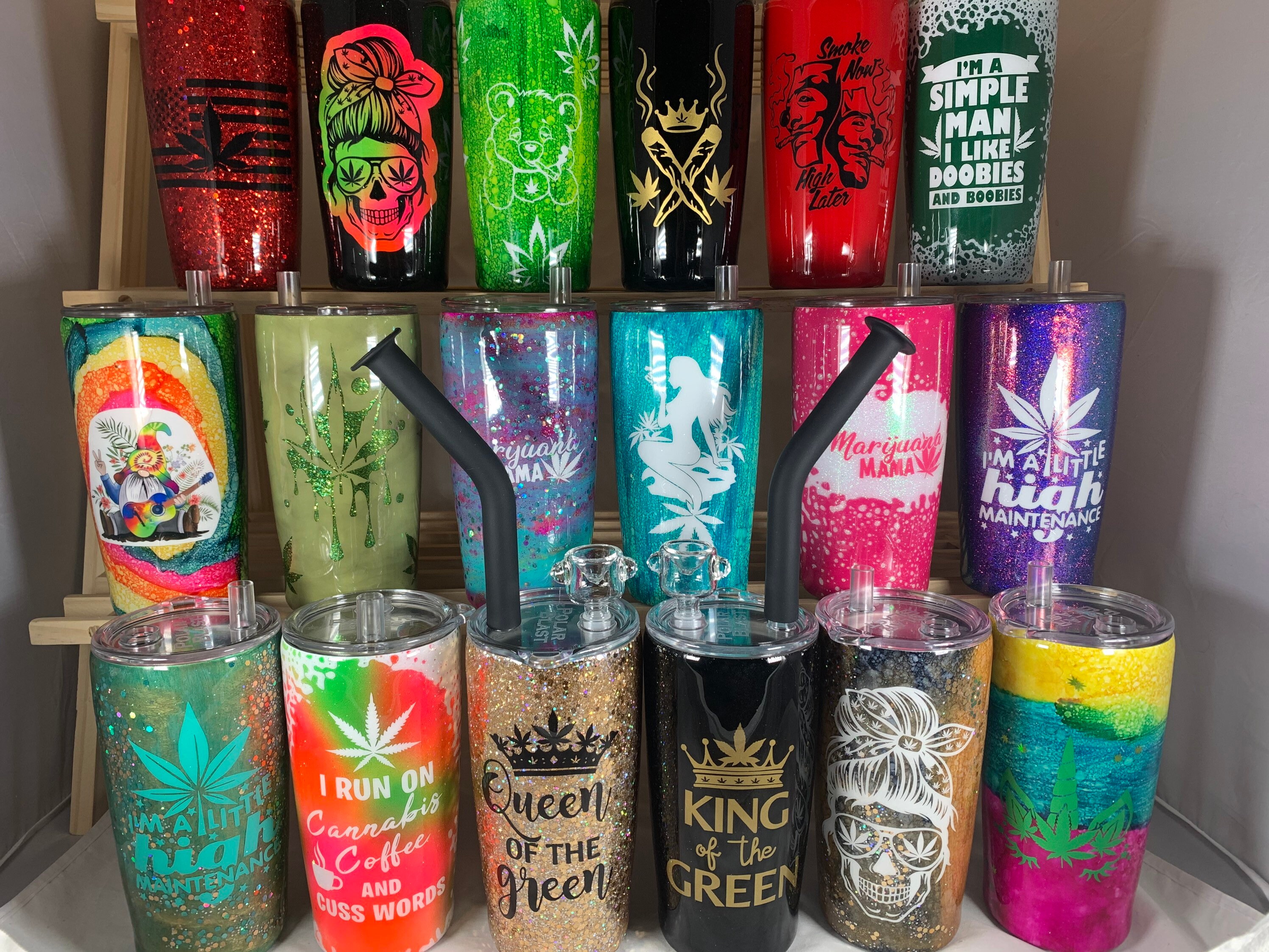 20oz CUSTOM Cannabis Themed Tumbler 5 piece set Etsy