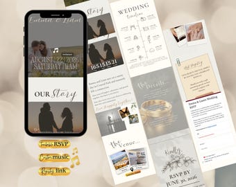 Elegant Wedding Website, Animated Wedding Invitation, Custom Wedding Invite, Customizable Canva Template (Digital Download)