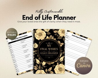 Legacy Binder, End of Life Planner, Funeral Wishes, Medical Financial Organizer (Digital Download)