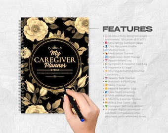 Caregiver Planner, Medical Tracker, Organizer Binder (Printable/Digital)
