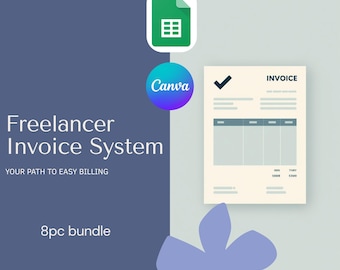 Freelancer Invoice Bundle | Hourly Fixed Project Retainer Invoice | Time Tracker Budget Planner Client Tracker | Canva | Google Sheets