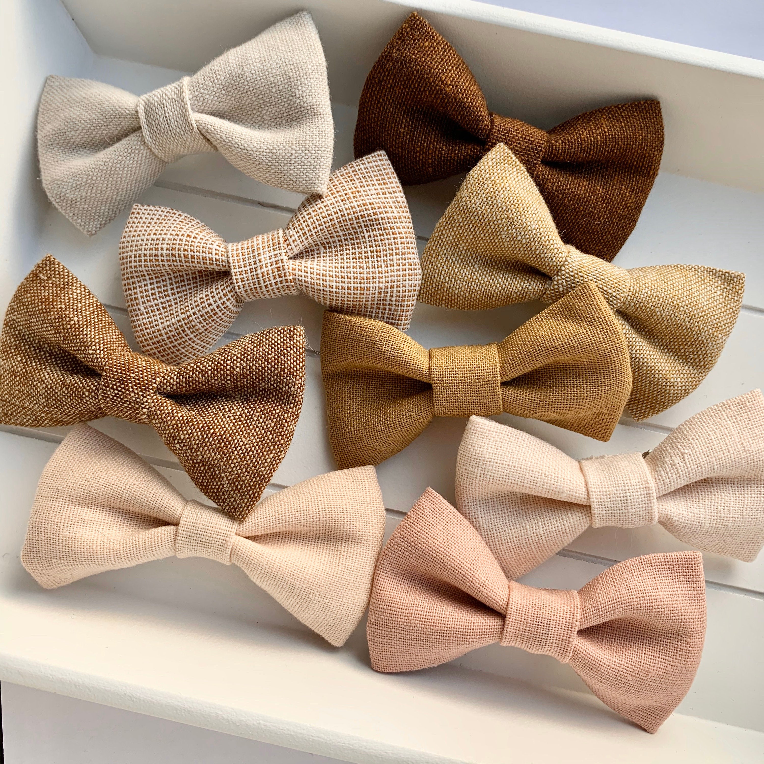 Linen Hair Bows Mini Hair Bows Baby Hair Bows Toddlers Hair Etsy UK