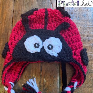 Hand-made crochet ladybug hat, newborn to adult image 4