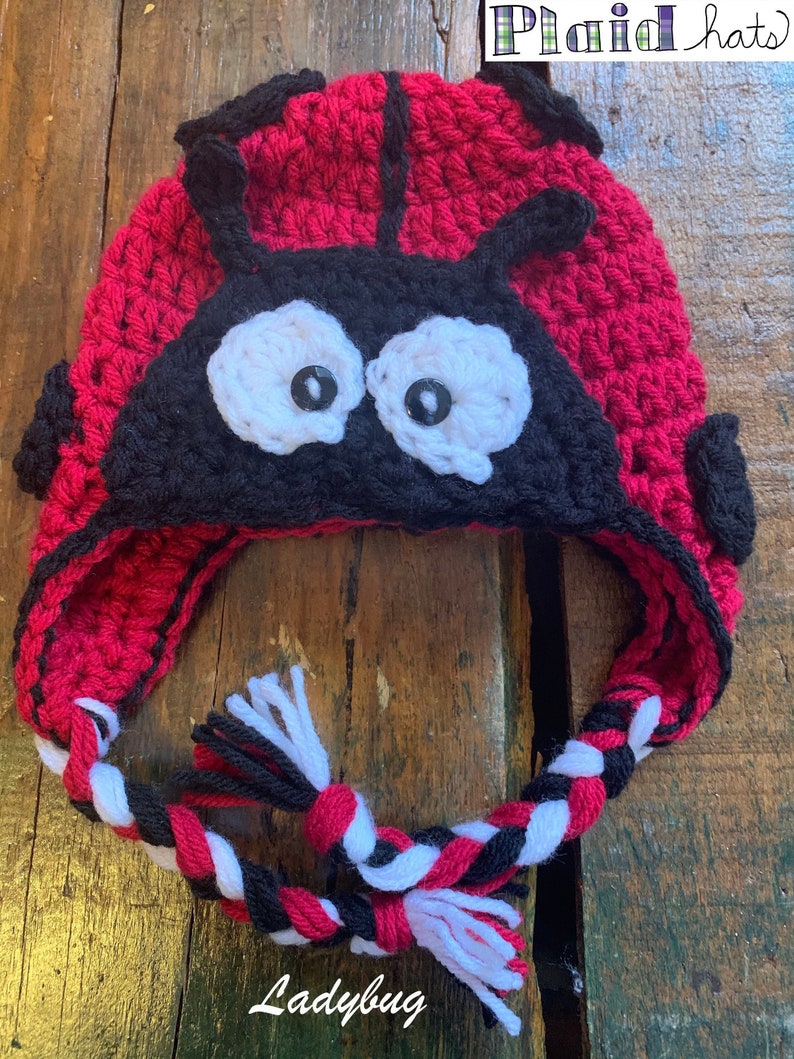 Hand-made crochet ladybug hat, newborn to adult image 4