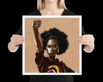 Powerful Black Woman Wall Art Poster Decor Home Interior 16 X16