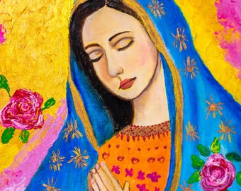 hand painted Picture of the Virgin Mary