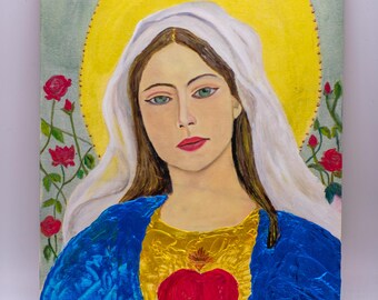 HANGING WALL DECOR religious art Virgen Mary