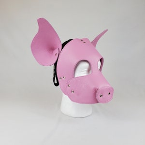 Pink Leather Pig Hood