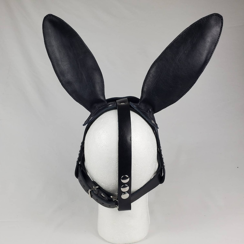 Pink Rabbit Hood Black Leather Bunny Rabbit Pet Play Hood With Pink Stitching - Etsy