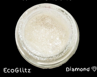 Diamond glitter = crystals in a certified-organic vegan cream; ocean safe, cruelty free, plastic free