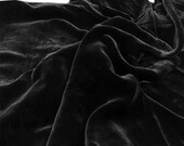 Black Pure Silk Velvet Fabric, Luxury Silk Velvet Fabric for Skirt, Dress, High End Garment, By the Yard 45 39 39 Width