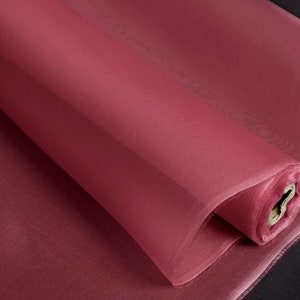 5Momme Red Organza Silk Organza for Bubble Skirt, Wedding Dress By the Yard 140cm 55'' Width Wine Red