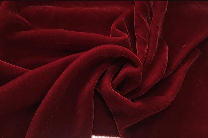 RED WINE Silk Velvet Fabric 