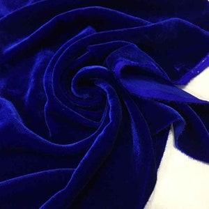 Royal Blue Pure Silk Velvet Fabric, Luxury Silk Velvet Fabric for Skirt, Dress, High End Garment, By the Yard, Customized Length