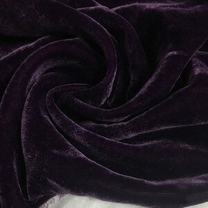 Dark Purple Silk Velvet Fabric, Luxury Silk Velvet Fabric for Skirt, Dress, High End Garment, By the Yard 45'' Width, 0.5 yard