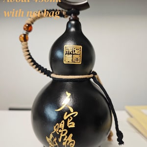 Black Myth Wukong, Handmade gourd as bottle to hold water, coffee or tea , wine gourd, traditional Chinese gourd culture, natural gourds