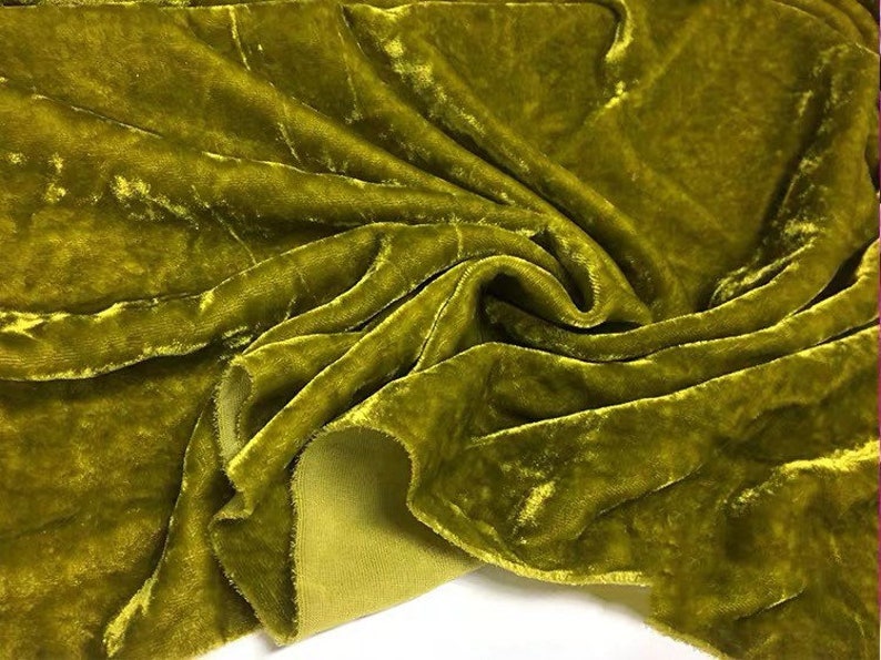 Deep Chartreuse Pure Silk Velvet Fabric Luxury Silk Velvet Etsy